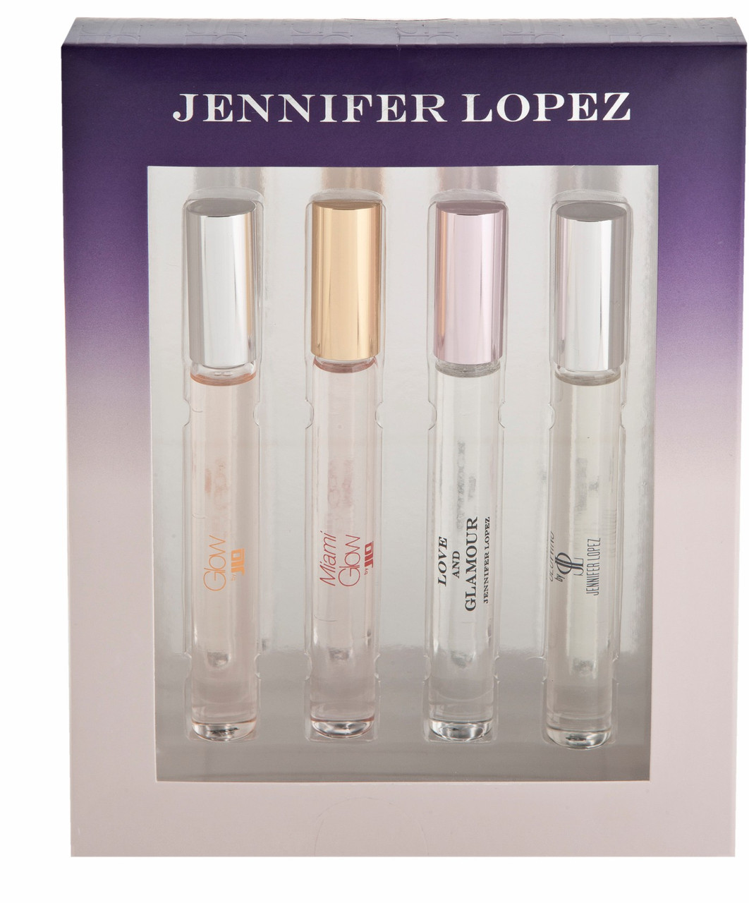 J LO 4 PCS ROLLERBALL COLLECTION SET: GLOW 10 ML EDT + MIAMI GLOW