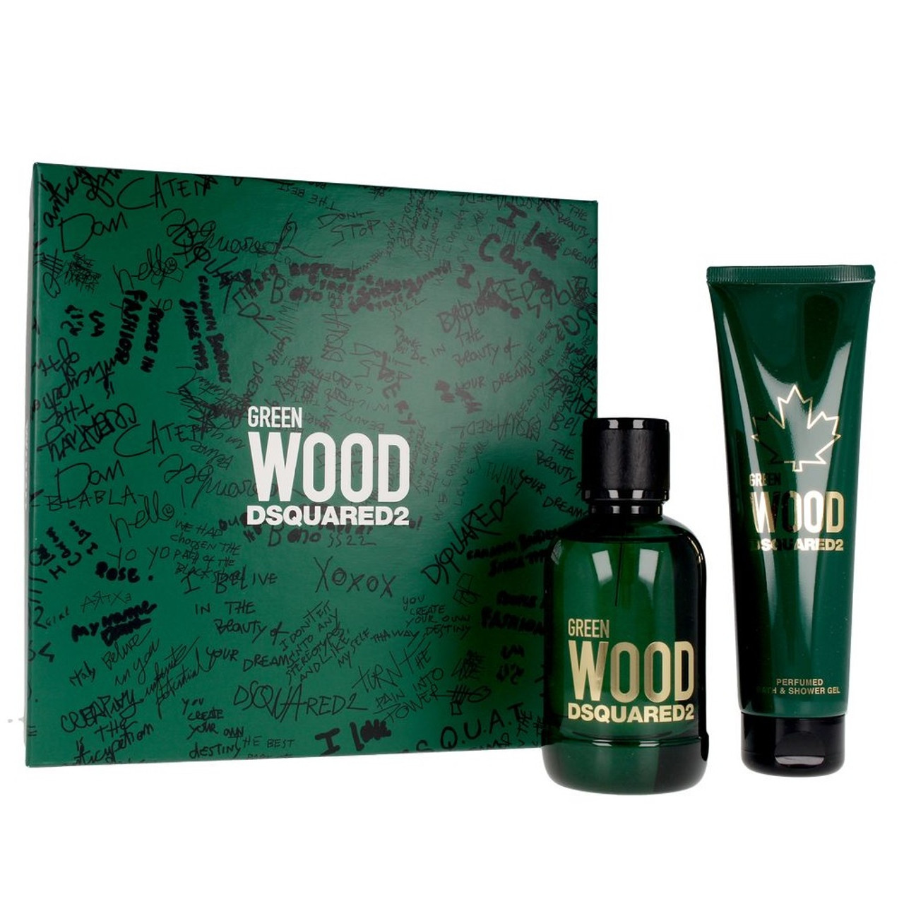 DSQUARED2 GREEN WOOD 2 PCS SET FOR MEN 3.4 EAU DE TOILETTE SPRAY