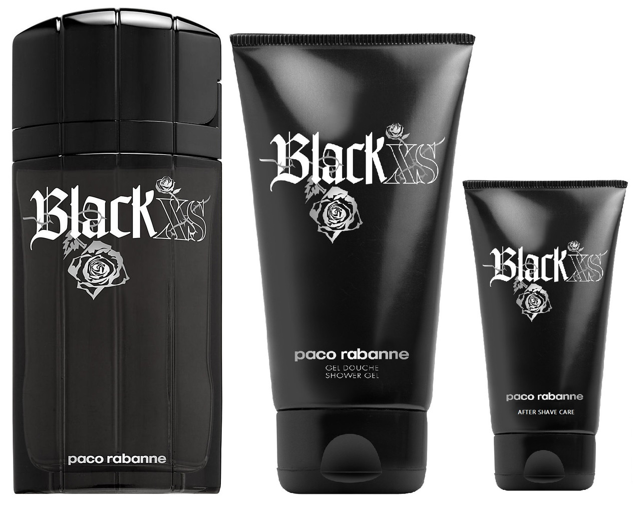 PACO BLACK XS 3 PCS SET FOR MEN 3.4 EDT SP 5.1 SHOWER GEL 2.5