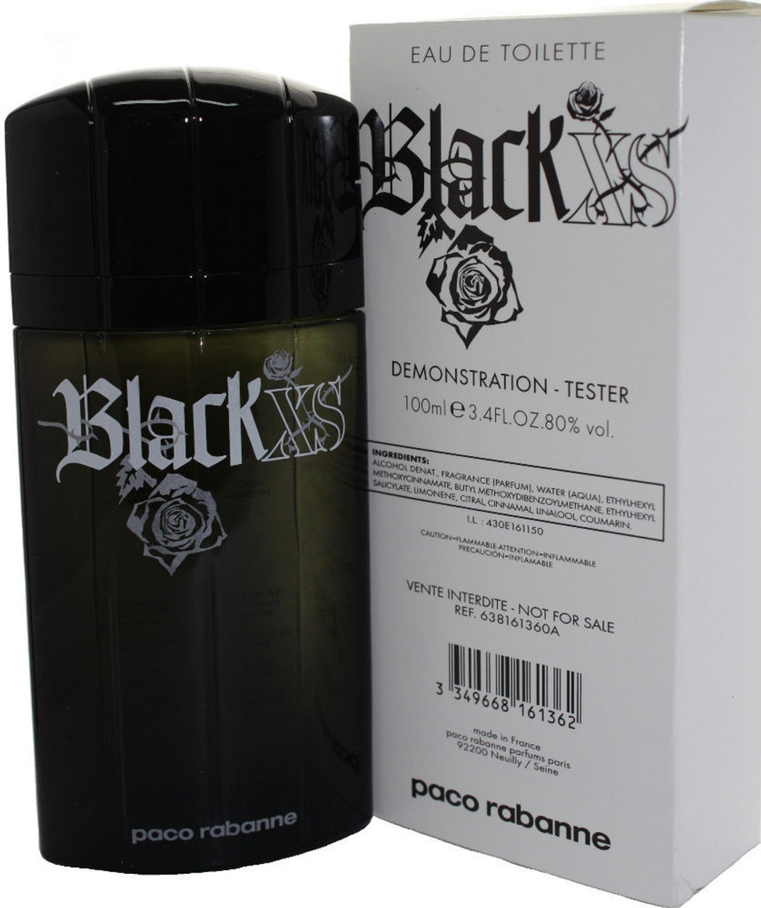 PACO BLACK XS TESTER 3.4 EAU DE TOILETTE SPRAY FOR MEN (OLD