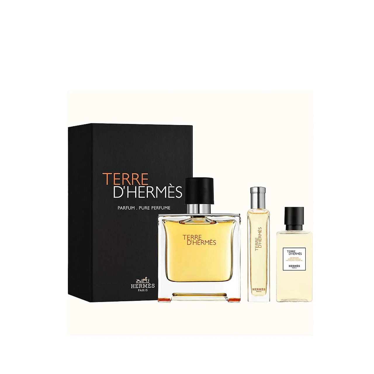 HERMES TERRE D'HERMES 3 PCS GIFT SET FOR MEN: 2.5 PURE PARFUM +