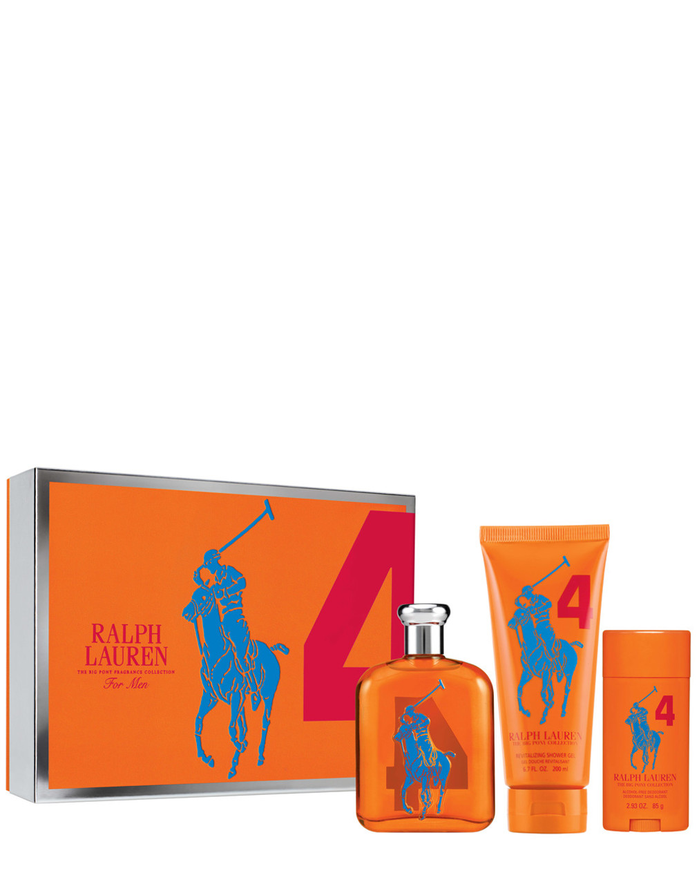 POLO BIG PONY 4 ORANGE 3 PCS SET FOR MEN 4.2 EDT SP 2.93