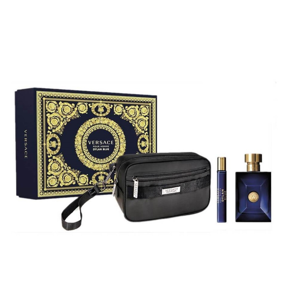 VERSACE DYLAN BLUE 3 PCS SET FOR MEN: 3.4 EAU DE TOILLETTE SPRAY +