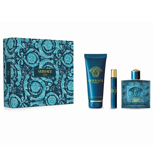 VERSACE EROS 3 PCS SET FOR MEN: 3.4 PARFUM SPRAY + 5.1 SHOWER GEL + 0.33 PARFUM SPRAY
