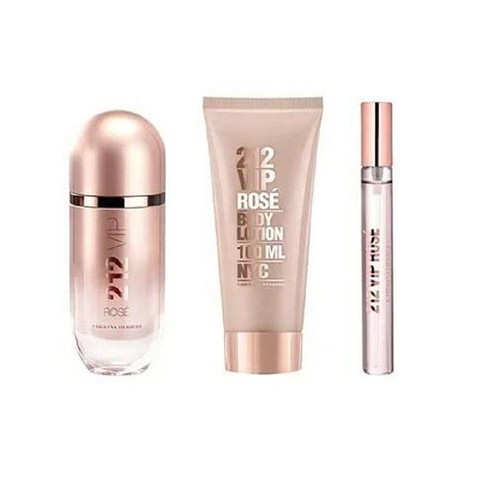 212 VIP ROSE 3 PCS SET FOR WOMEN: 2.7 EAU DE PARFUM SPRAY + 3.4 BODY LOTION + 0.33 EAU DE PARFUM SPRAY