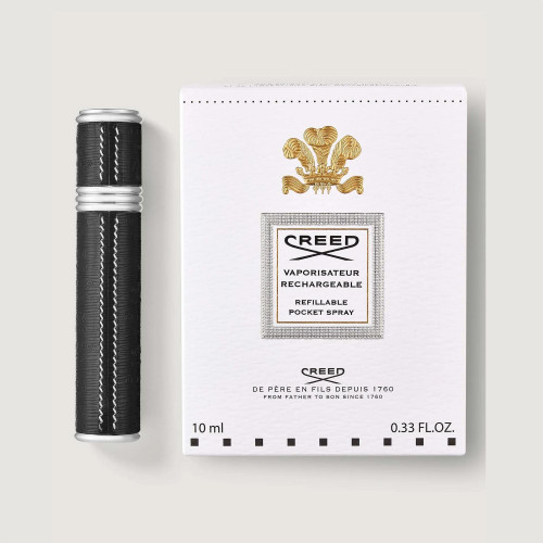 CREED 0.33 REFILLABLE TRAVEL SPRAY CASE BLACK WITH SILVER TRIM