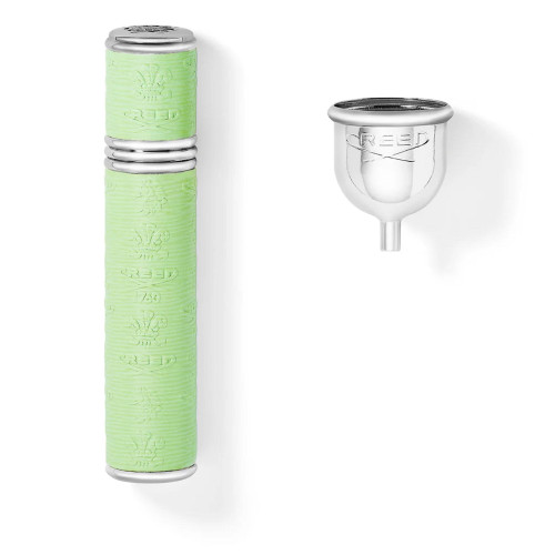 CREED 0.33 REFILLABLE TRAVEL SPRAY CASE GREEN NEON WITH SILVER TRIM