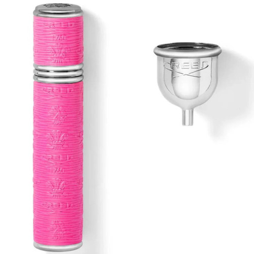 CREED 0.33 REFILLABLE TRAVEL SPRAY CASE PINK NEON WITH SILVER TRIM