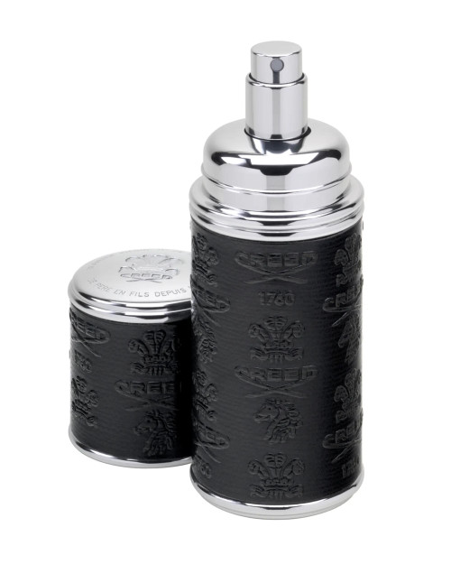 CREED 1.7 REFILLABLE TRAVEL SPRAY CASE BLACK WITH SILVER TRIM