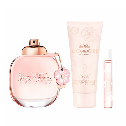 COACH FLORAL 3 PCS SET FOR WOMEN: 3 OZ EAU DE PARFUM SPRAY + 0.25 EAU DE PARFUM SPRAY + 3.3 BODY LOTION