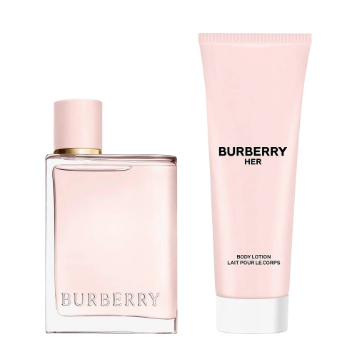BURBERRY HER 2 PCS SET: 1.6 EAU DE PARFUM SPRAY + 2.5 BODY LOTION (HARD RED BOX)