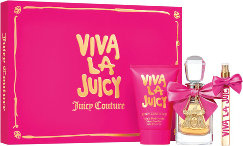 VIVA LA JUICY 3 PCS SET FOR WOMEN: 1.7 EAU DE PARFUM SPRAY + 0.33 EAU DE PARFUM SPRAY + 4.2 BODY CREAM