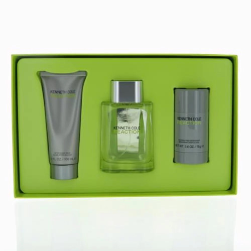 KENNETH COLE REACTION 3 PCS SET FOR MEN: 3.4 EAU DE TOILETTE SPRAY + 3.4 AFTER SHAVE BALM + 2.6 DEODORANT STICK