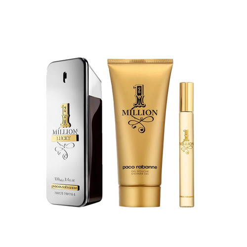 PACO RABANNE ONE MILLION LUCKY 3 PCS SET FOR MEN: 3.4 EAU DE TOILETTE SPRAY + 0.33 OZ EAU DE TOILETTE SPRAY + 3.4 SHOWER GEL