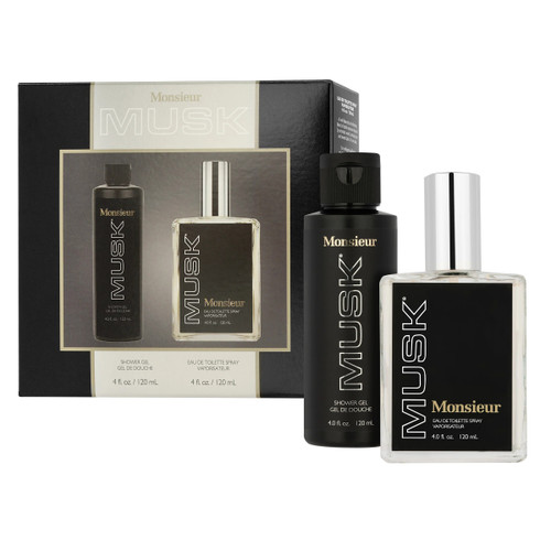 MONSIEUR MUSK 2 PCS SET FOR MEN: 4 OZ EAU DE TOILETTE SPRAY + 4 OZ SHOWER GEL