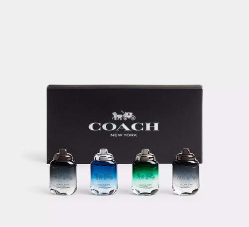 COACH 4 * 4.5 ML MINI SET FOR MEN: COACH NEW YORK EAU DE TOILETTE + COACH BLUE EAU DE TOILETTE + COACH GREEN EAU DE TOILETTE + COACH FOR MEN EAU DE PARFUM