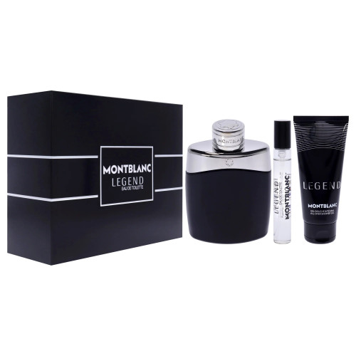 MONT BLANC LEGEND 3 PCS SET FOR MEN: 3.3 EAU DE TOILETTE SPRAY + 0.25 EAU DE TOILETTE SPRAY + 3.3 SHOWER GEL
