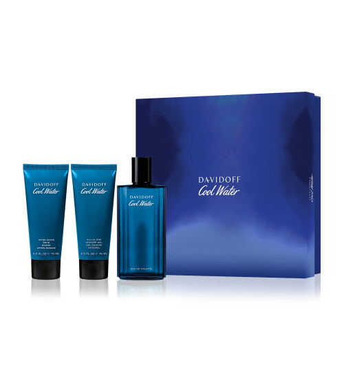 COOL WATER 3 PCS SET FOR MEN: 4.2 EAU DE TOILETTE SPRAY + 2.5 SHOWER GEL + 2.5 AFTER SHAVE BALM.