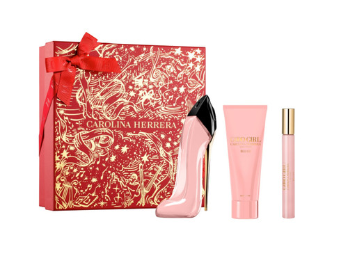 CAROLINA HERRERA GOOD GIRL BLUSH 3 PCS SET: 2.7 EAU DE PARFUM SPRAY + 0.34 EAU DE PARFUM SPRAY + 3.4 BODY LOTION.