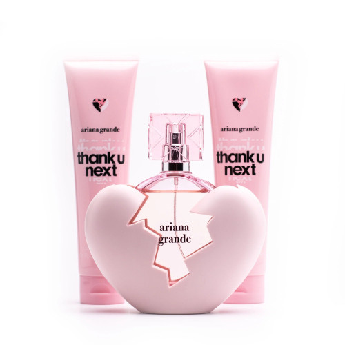 ARIANA GRANDE THANK U NEXT 3 PCS SET FOR WOMEN: 3.4 EAU DE PARFUM SPRAY + 3.4 BATH AND SHOWER GEL + 3.4 BODY SOUFFLE