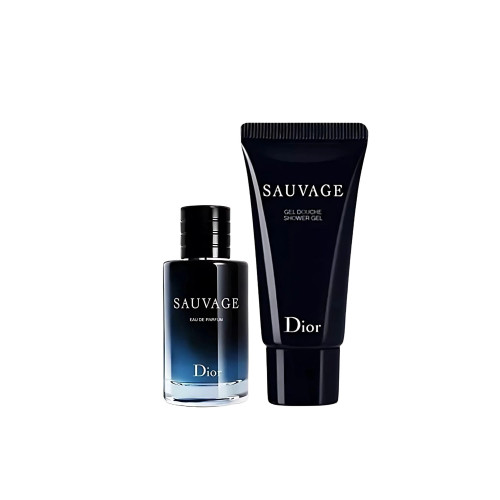 SAUVAGE 2 PCS MINI SET FOR MEN: 10 ML EAU DE PARFUM + 20 ML SHOWER GEL.