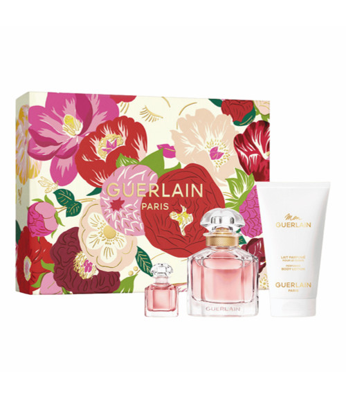 MON GUERLAIN 3 PCS SET FOR WOMEN: 1.6 EAU DE PARFUM SPRAY + 2.5 BODY LOTION + 5 ML EAU DE PARFUM MINI
