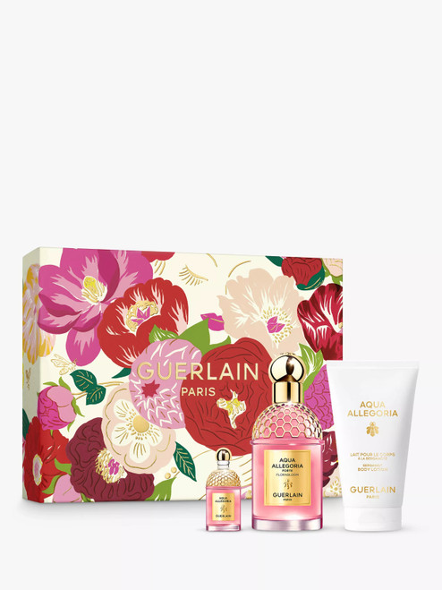 GUERLAIN AQUA ALLEGORIA FLORABLOOM 3 PCS SET: 2.5 EAU DE PARFUM SPRAY + 2.5 BODY LOTION + 7.5 ML EAU DE PARFUM MINI