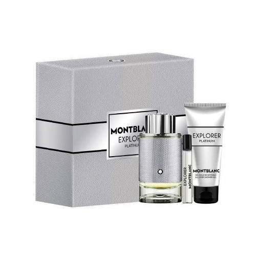 MONT BLANC EXPLORER PLATINUM 3 PCS SET FOR MEN: 3.3 EAU DE PARFUM SPRAY + 0.25 EAU DE PARFUM SPRAY + 3.3 SHOWER GEL