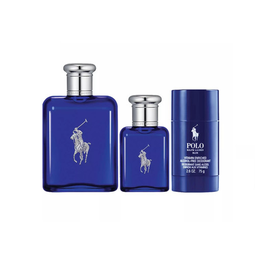 POLO BLUE 3 PCS SET FOR MEN: 4.2 EAU DE TOILETTE SPRAY + 1.36 EAU DE TOILETTE SPRAY + 2.6 DEODORANT STICK