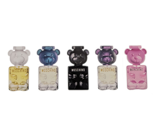 MOSCHINO 5 * 5 ML MINI SET: TOY 2 BUBBLE GUM EAU DE TOILETTE + 2 * TOY 2 PEARL EAU DE PARFUM + TOY BOY EAU DE PARFUM + TOY 2 EAU DE PARFUM