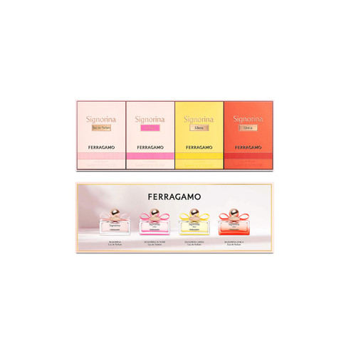 SALVATORE FERRAGAMO 4 * 5 ML MINI SET FOR WOMEN: SIGNORINA EAU DE PARFUM + SIGNORINA IN FIORE EAU DE TOILETTE + SIGNORINA LIBERA EAU DE PARFUM + SIGNORINA UNICA EAU DE PARFUM