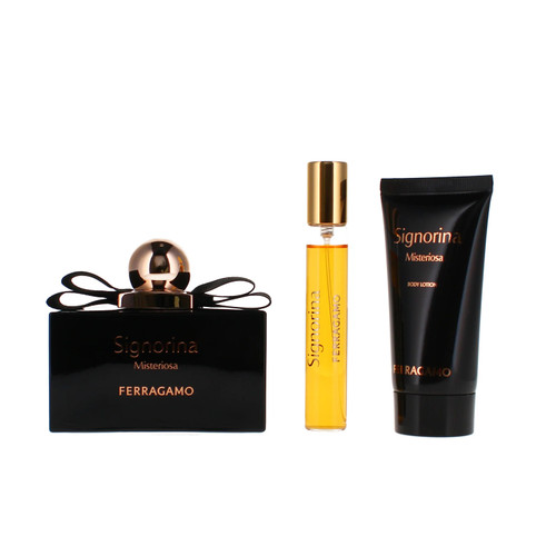 SALVATORE FERRAGAMO SIGNORINA MISTERIOSA 3 PCS SET FOR WOMEN: 3.4 EAU DE PARFUM SPRAY + 0.5 EAU DE PARFUM SPRAY + 1.7 BODY LOTION
