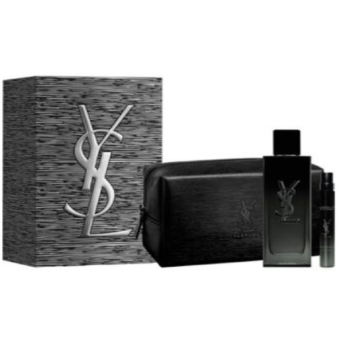 YSL MYSLF 3 PCS SET FOR MEN: 3.4 EAU DE PARFUM SPRAY + 0.34 EAU DE PARFUM TRAVEL SPRAY + POUCH
