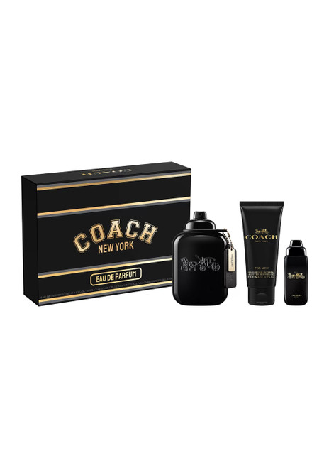 COACH NEW YORK 3 PCS SET FOR MEN: 3.3 EAU DE PARFUM SPRAY + 0.5 EAU DE PARFUM SPRAY + 3.3 ALL OVER SHOWER GEL