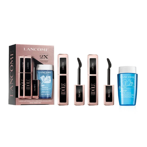 LANCOME LASH IDOLE 3 PCS SET FOR WOMEN: 0.27 LASH IDOLE MASCARA + 0.27 LASH IDOLE MASCARA + 1 OZ BI-FACIL EYE MAKEUP REMOVER