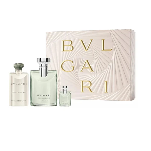 BVLARGI POUR HOMME 3 PCS SET FOR MEN: 3.4 EAU DE PARFUM SPRAY + 0.16 EAU DE PARFUM TRAVEL SPRAY + 2.5 SHOWER GEL
