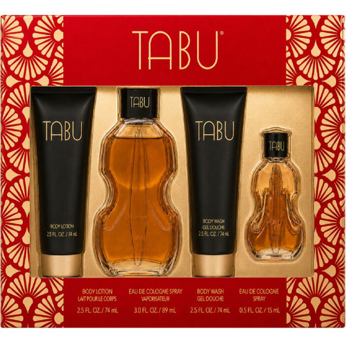 TABU VIOLIN 4 PCS SET FOR WOMEN: 3 OZ EAU DE COLOGNE SPRAY + 2.5 BODY LOTION + 2.5 BODY WASH + 0.5 EAU DE COLOGNE MINI SPRAY