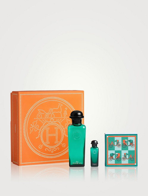 HERMES EAU D'ORANGE VERTE 3 PCS SET: 3.3 EAU DE COLOGNE SPRAY + 7.5 ML EAU DE COLOGNE MINI + 1.7 PERFUMED SOAP