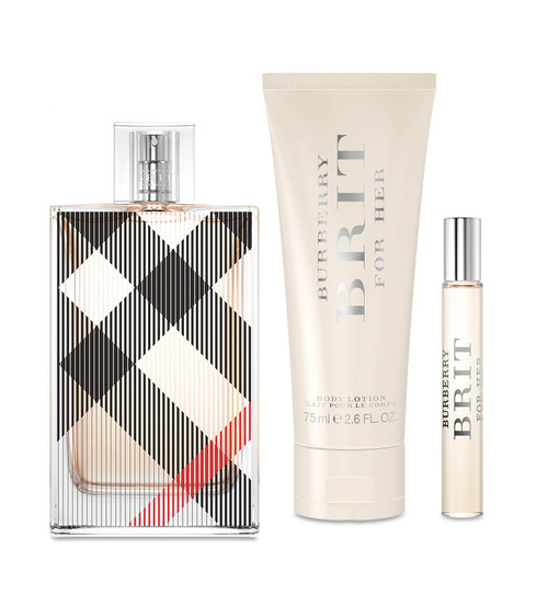 BURBERRY BRIT 3 PCS SET FOR WOMEN: 3.4 EDP SP + 2.6 BODY LOTION + 7.5 ML EDP SP