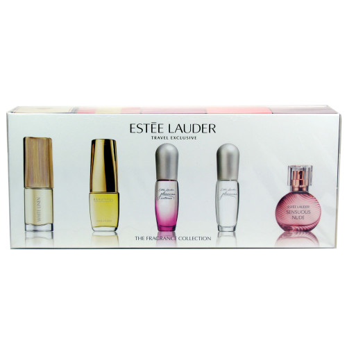 ESTEE LAUDER 5 PCS MINI SET FOR WOMEN (INDIVIDUALLY BOXED): WHITE LINEN 5.3 ML EDP SP + BEAUTIFUL 4.7 ML EDP SP + PLEASURES INTENSE 4 ML EDP SP + PLEASURES 4 ML EDP SP + SENSUOUS NUDE 4 ML EDP SP