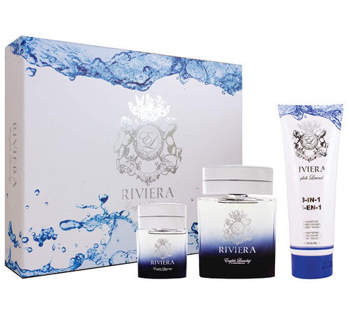 ENGLISH LAUNDRY RIVIERA 3 PCS SET MEN: 3.4 EAU DE TOILETTE + 8 OZ BODY WASH + 0.68 EAU DE TOILETTE