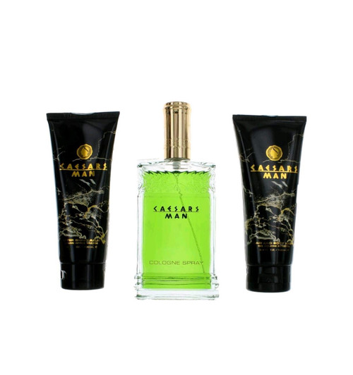 CAESARS 3 PCS SET FOR MEN: 4 OZ COLOGNE SPRAY + 3.4 AFTER SHAVE BALM + 3.4 HAIR & BODY WASH (WINDOW BOX)