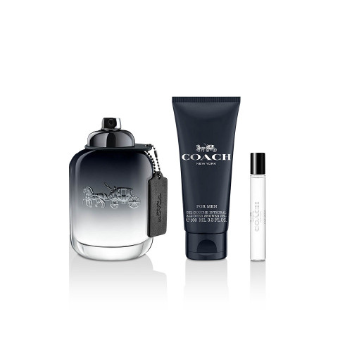 COACH NEW YORK 3 PCS SET FOR MEN: 3.3 EAU DE TOILETTE SPRAY + 3.3 ALL-OVER SHOWER GEL + 7.5 ML EAU DE TOILETTE SPRAY (TRAVEL SET)