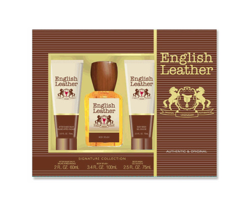 ENGLISH LEATHER 3 PCS SET: 3.4 COLOGNE SPL + 2 OZ AFTER SHAVE BALM + 2.5 BODY WASH