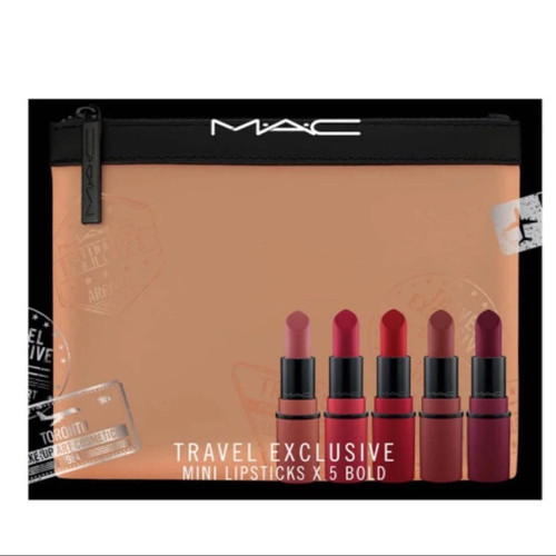 MAC MINI LIPSTICKS X 5 BOLD: 5 MINI LIPSTICKS 0.05 EACH + BAG