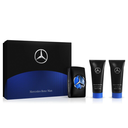 MERCEDES-BENZ MAN 3 PCS SET: 3.4 EAU DE TOILETTE SPRAY + 3.4 AFTER SHAVE BALM + 3.4 SHOWER GEL (HARD BOX)