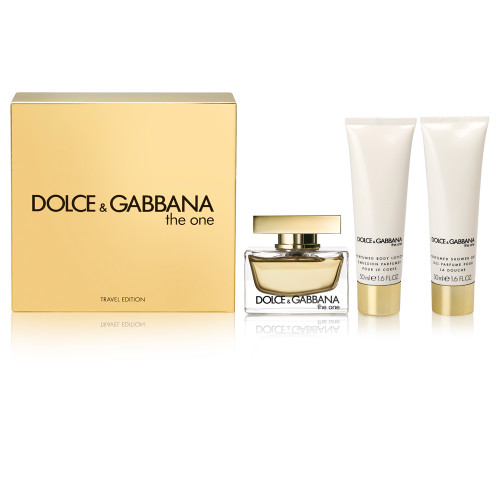 DOLCE & GABBANA THE ONE 3 PCS SET FOR WOMEN: 2.5 EAU DE PARFUM SPRAY + 1.7 BODY LOTION + 1.7 SHOWER GEL (TRAVEL SET) DOLCE & GABBANA THE ONE 3 PCS SET FOR WOMEN: 2.5 EAU DE PARFUM SPRAY + 1.7 BODY LOTION + 1.7 SHOWER GEL (TRAVEL SET)
