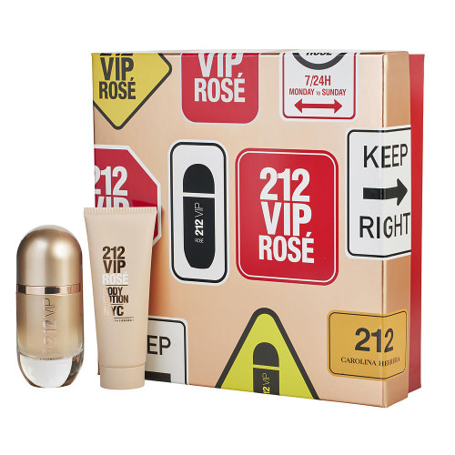 CAROLINA HERRERA 212 VIP 2 PCS SET FOR WOMEN: 1.7 EAU DE PARFUM SPRAY + 2.5 BODY LOTION (HARD BOX)