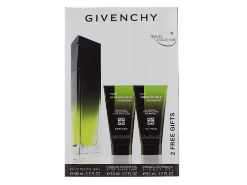 GIVENCHY VERY IRRESISTIBLE 3 PCS SET FOR MEN: 3.3 EAU DE TOILETTE SPRAY + 1.7 SHOWER GEL + 1.7 AFTER SHAVE BALM