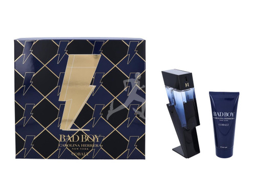 CAROLINA HERRERA BAD BOY COBALT 2 PCS SET: 3.4 EAU DE PARFUM ELECTRIQUE SPRAY + 3.4 SHOWER GEL (HARD)